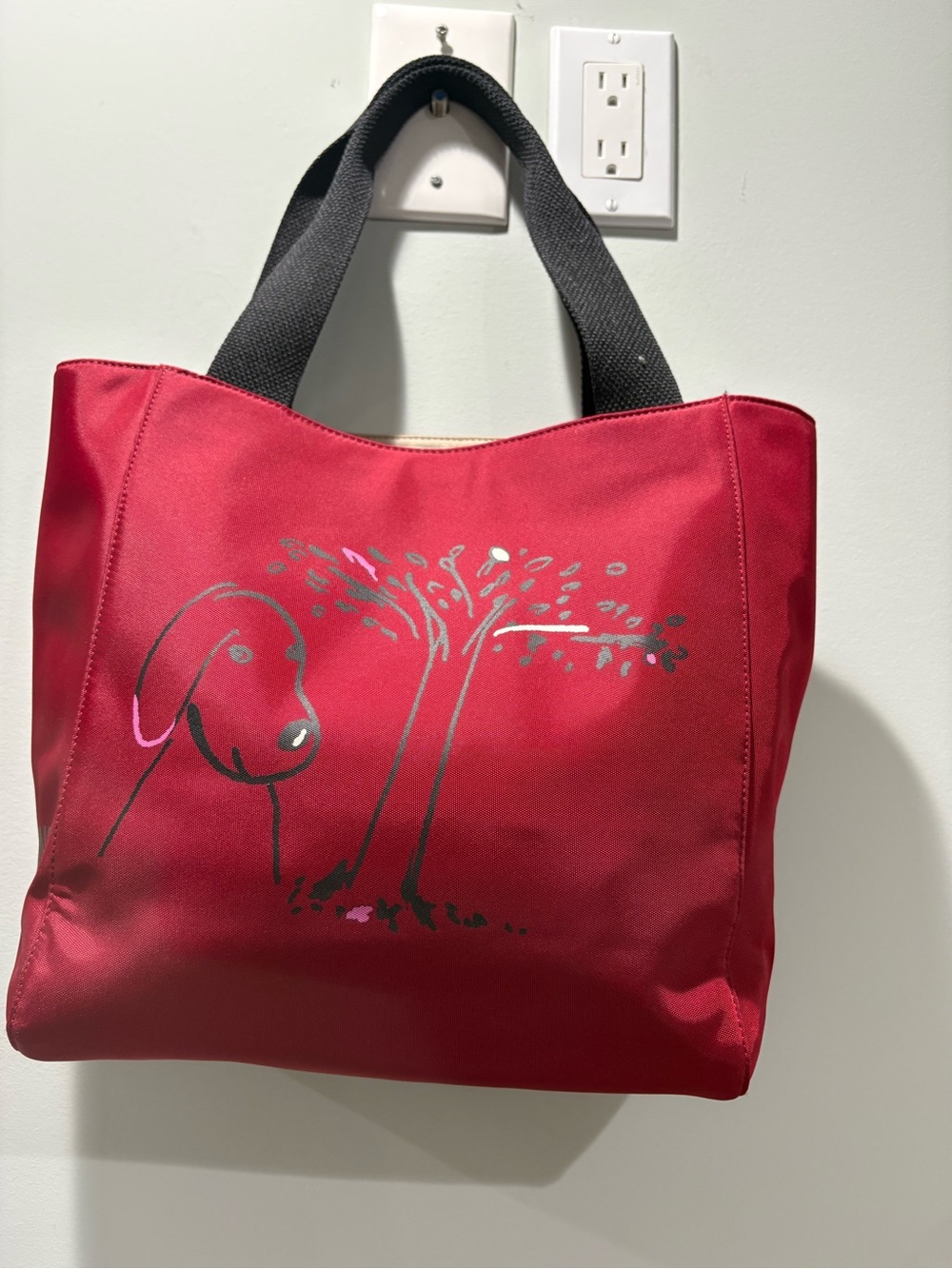 Kate Spade Maira Kalman Tote Handbag Red Darling Dog Canvas Zip Purse Medium - Picture 2 of 7